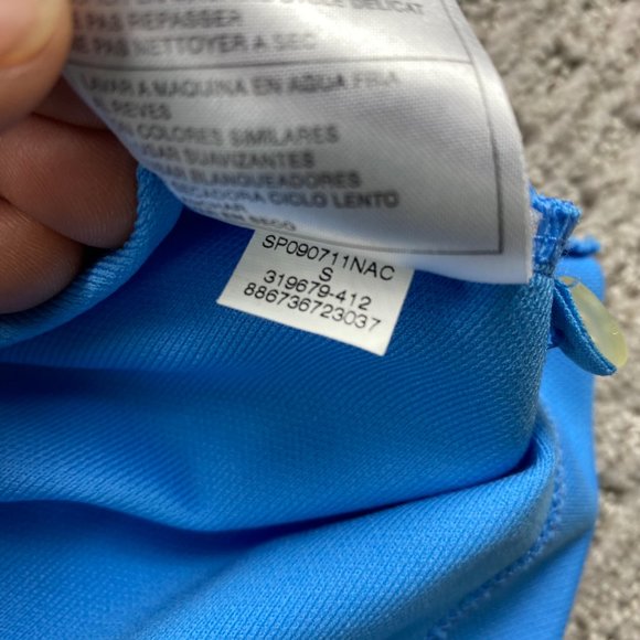 Nike Golf Shirt Men Small S Blue White Embroidered Back Collar Swoosh Fit Dry - Picture 6 of 9